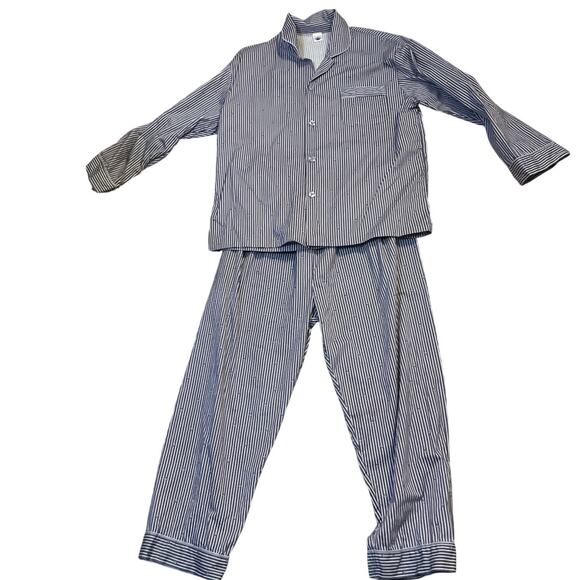 Petti Pranc Pajamas Set Size L Blue & White Stripe Button Front Top & Pants - Picture 2 of 15